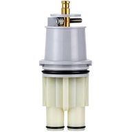 Delta RP46074 replacement pressure balance cartridge with gray cap, brass stem and cream body, front view