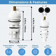 Gerber 97-022 cartridge kit dimensions, 3.75 in. stem and bonnet, 4.75 in. with spool and 1.77 in. wide