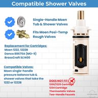 Moen single-handle tub and shower valves that take the 1222 and 1222B cartridge, and the valves it does not fit