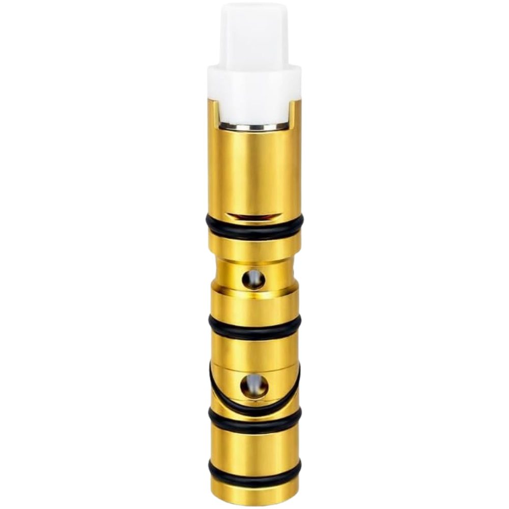Moen 1225 and 1200 replacement brass cartridge with white plastic stem and black O-rings, front view