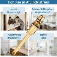 Sayco 06550 diverter stem shown with hotel, school and hospital, apartment and home bathroom uses